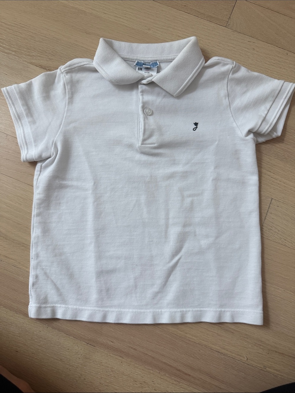Jacadi White Polo Shirt with Navy Chest Motif - Size 6